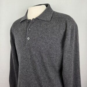 Giorgiolini 100% Cashmere Sweater Men's L Charcoal Grey Italy Preppy Old Money